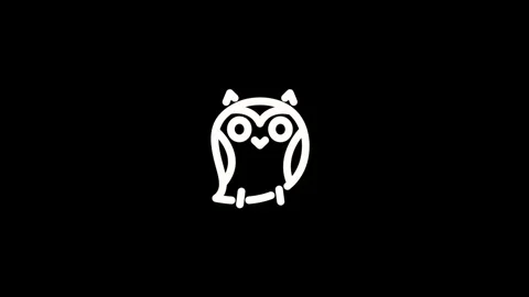 Owl bird icon isolated on black background Stock Footage 293997130