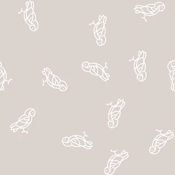 Owl bird line seamless pattern 库存插图