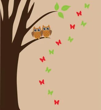 Owl Birds Stock Illustration