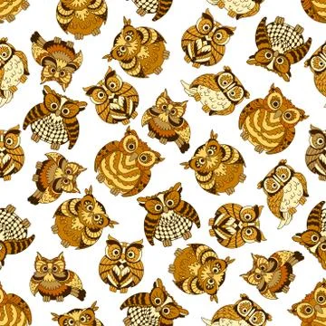 Owl birds seamless pattern background Stock Illustration