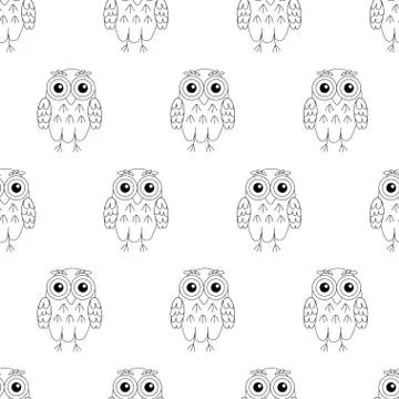 Owl birds vector seamless pattern. Stock Illustration
