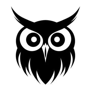 Owl black vector icon on white background Stock Illustration