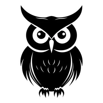 Owl black vector icon on white background Stock Illustration