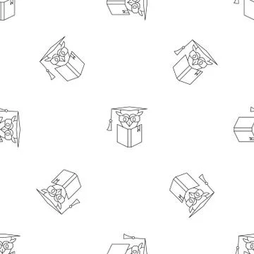 Owl book pattern seamless Stock Illustration