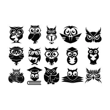 Owl with books in graduation cap inspiration logo Stock Illustration