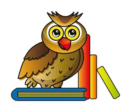 Owl with books Stock Illustration