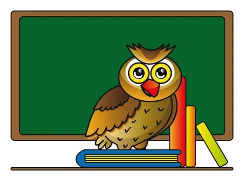 Owl with books Stock Illustration