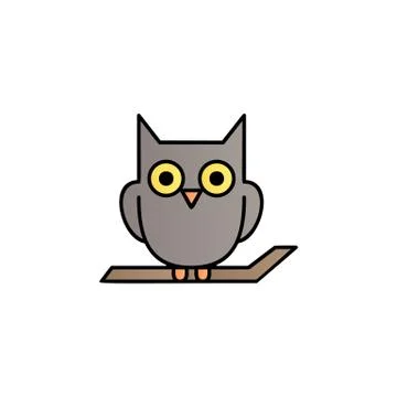 Owl on the branch color gradient vector icon Stock Illustration