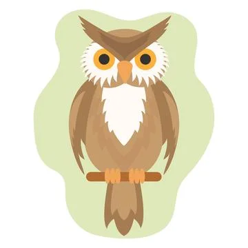 An owl on a branch. Flat-style print Stock Illustration