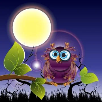 Owl on the branch Stock Illustration
