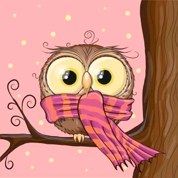 Owl on a brunch Stock Illustration