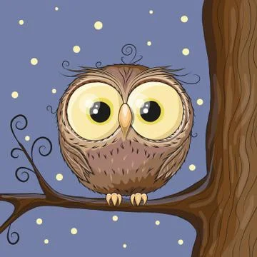 Owl on a brunch Stock Illustration