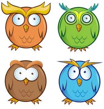 Owl cartoon set Stock-Illustration