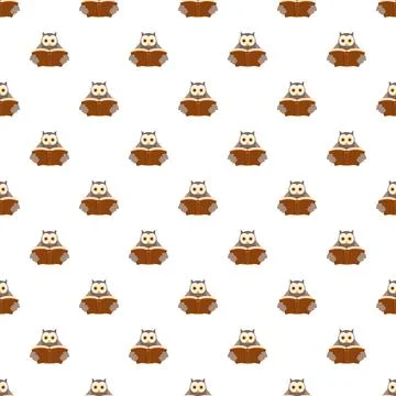 Owl characters reading books seamless pattern background Stock Illustration