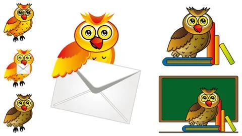 Owl collage Stock Illustration