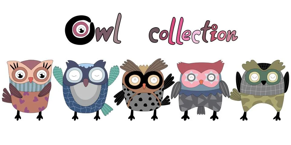 Owl collection1 Stock-Illustration