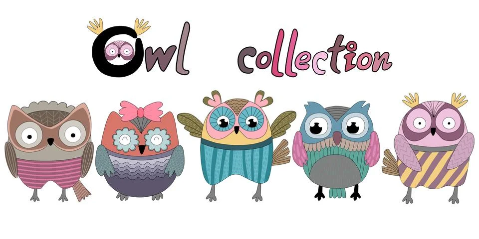 Owl collection2 Stock Illustration