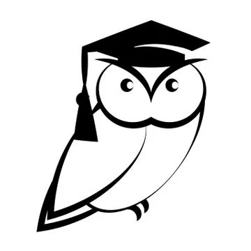 Owl with college hat Stock Illustration