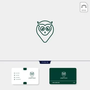 Owl concept creative logo template and business card design template include. Stock Illustration
