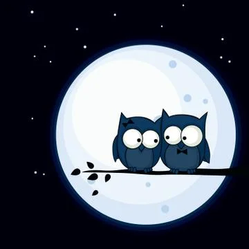 Owl couple Stock Illustration