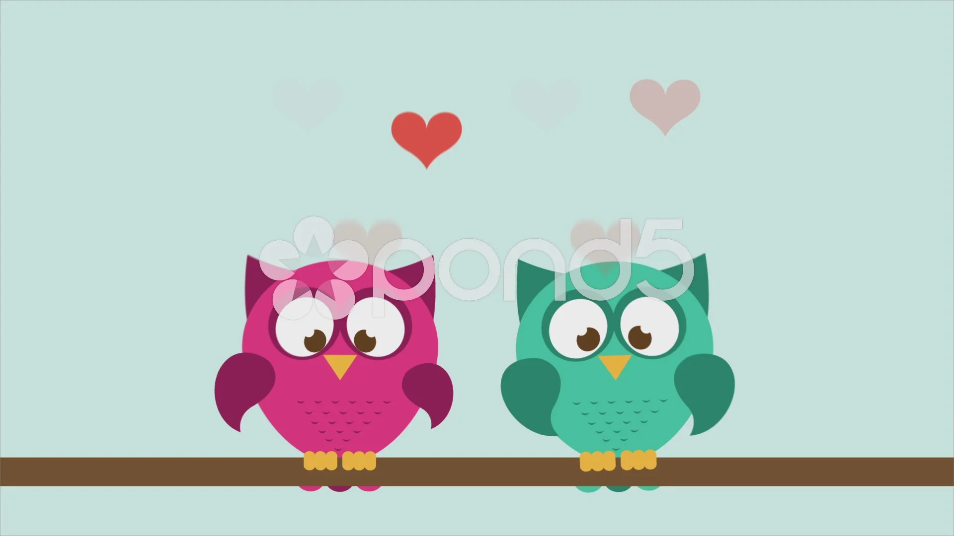 Owl couple in love Video Animation HD 10... | Stock Video | Pond5