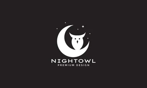 Owl with crescent  logo symbol vector icon design illustration graphic Stock Illustration