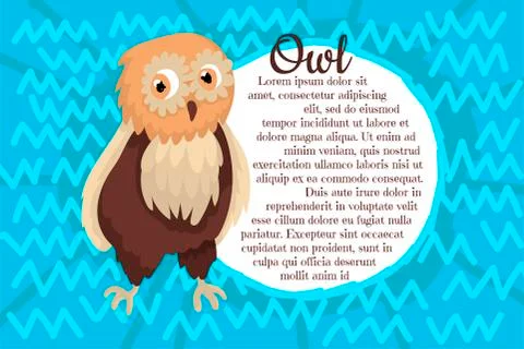 Owl, a decorative background with a pattern, a frame for your text Stock Illustration