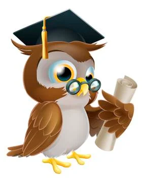 Owl with degree or qualification Stockillustratie