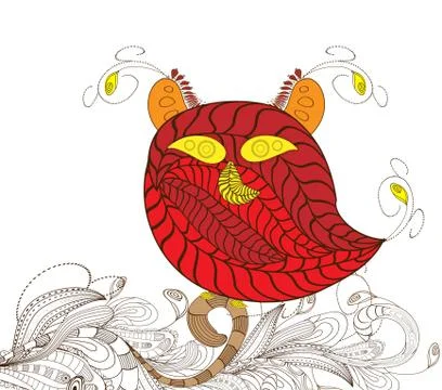Owl doodle art Illustrazione stock