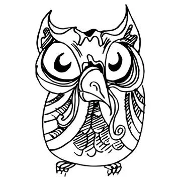 Owl Drawing Stock Illustration
