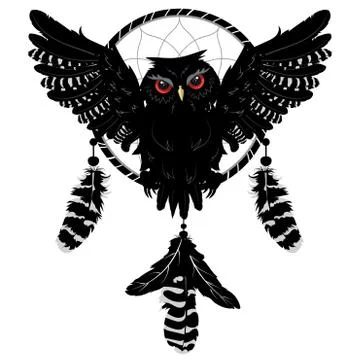 Owl with dreamcatcher 스톡 일러스트