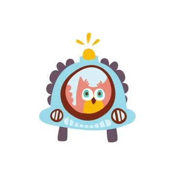 Owl Driving A Car With Blinker Stylized Fantastic Illustration Ilustración de archivo