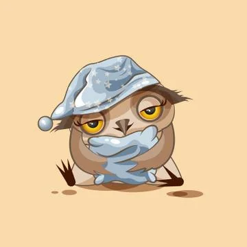 Owl is drowsy Stock Illustration