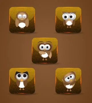 Owl expression icons Stock Illustration