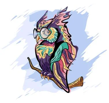 Owl with eyeglasses Stock Illustration