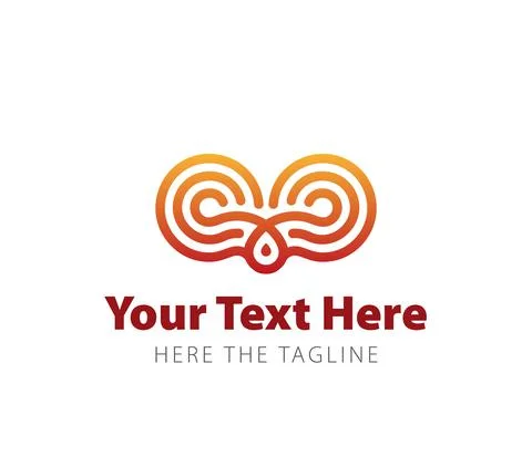 Owl eyes. Constructed of parallel orange lines. Maze or labyrinth. Ready logo Stock Illustration