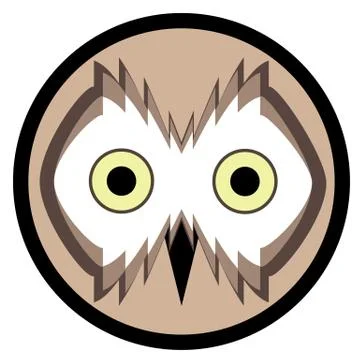 Owl face in the beige circle Stock Illustration
