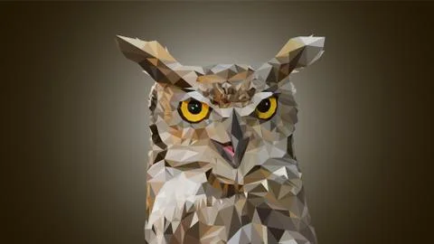Owl-fan-bird-beautiful-low-poly Stock Illustration