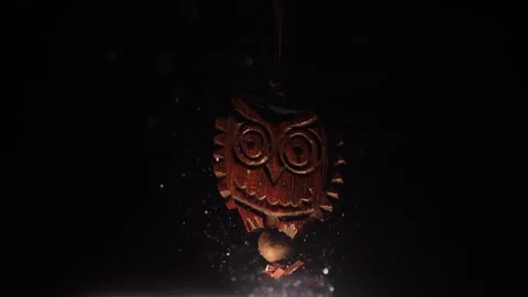 Owl figurine in a ray of light 库存影片 258837199