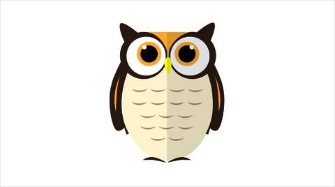 Owl in flat design 3D render illustration Illustrazione stock