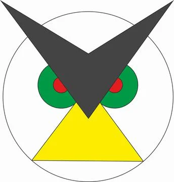 Owl flat multicolored head symbol 库存插图