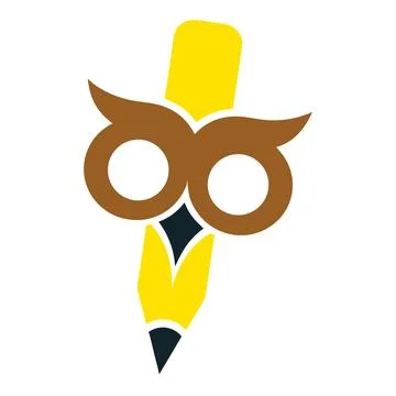 Owl glasses pencil education vector Stock Illustration