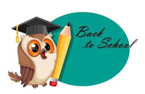 Owl in graduation cap. Back to school Stock Illustration