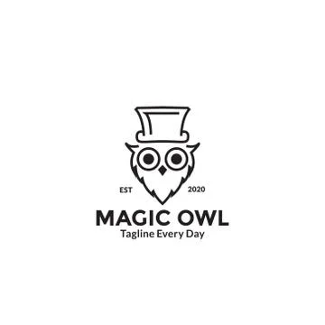 Owl head with hat logo design Stock Illustration