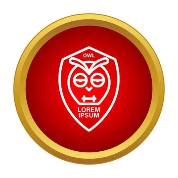 Owl head logo icon in shield with text Stock Illustration