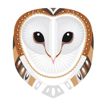 Owl Head Logo. Vector decorative Emblem. Stock Illustration