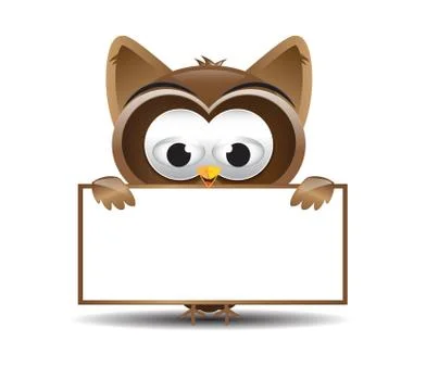 Owl holding a text box Stock Illustration