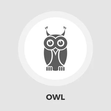 Owl icon flat Stock Illustration