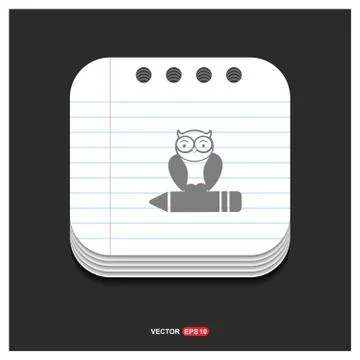 Owl Icon Gray icon on Notepad Style template Vector EPS 10 Free Icon Stock Illustration