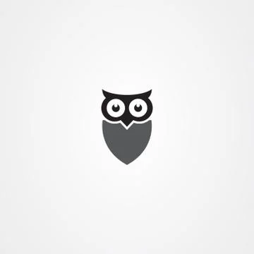 Owl icon logo vector design negative space style. Stock Illustration
